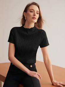 MOTF PREMIUM TEXTURED LETTUCE TRIM TOP - Black - View 1