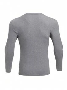 Gym Rark Camiseta deportiva de manga larga con cuello redondo y estampado de letras para hombre - Gris - Ver 2