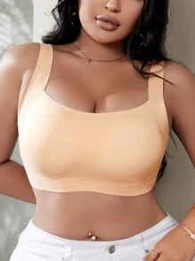 Soutien-gorge sans armature rembourré en gelée grande taille pour femmes avec bretelles larges, soutenant et confortable