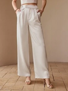 MOTF PRESS CREASE WIDE LEG SUIT PANTS - Khaki - View 4