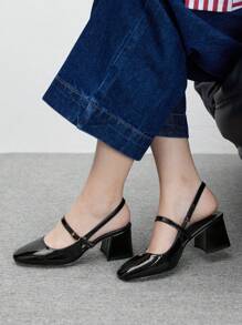 CUCCOO BIZCHIC Women's Elegant Mary Jane Square Toe Chunky Heel Slip On Pumps, Suitable For Commuting And Casual Outfits In Spring Spring Shoes Spring Break Easter For Christmas