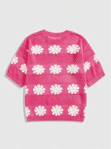 ROMWE MEN Casual Áo len nam tay ngắn thường ngày xuân/hè - Màu Hồng Tươi - Xem 2