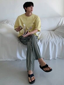 DAZY Men's Striped Pants With Matching Loungewear Set, Summer Pajama - Multicolor - View 3