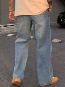 DAZY Solid Color Blue Straight Casual Jeans For Men Summer - Blue - View 2