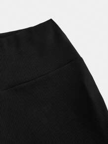 SHEIN Essnce 2 件套女式高腰紧身喇叭腿打底裤，黑色和灰色 - 彩色 - 查看 10