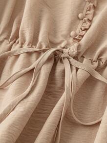 SHEIN LUNE Plus Size Summer Elegant Embroidered Mid-Length Dress, Spring - Dusty Pink - View 3