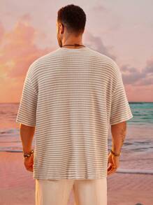 EASEVO 大码男士宽松休闲针织圆领短袖T恤，夏季 - 彩色 - 查看 2