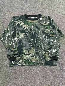 SHEIN Manfinity Dauomo Men's Casual Camouflage Print Crew Neck Sweatshirt - Army Green - View 1