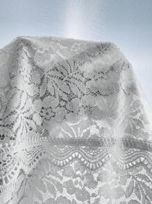 SHEIN LUNE Bluză romantică, elegantă, slăbită, din dantelă, mărime Plus - alb - Vizualizare 7