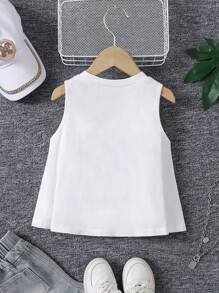 Young Girl Knit Cute Girl Graphic Round Neck T-Shirt - White - View 2