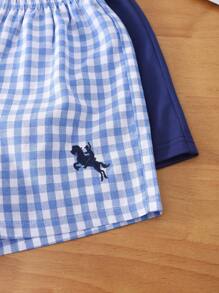 SHEIN 2pcs/Set Young Boy Casual Simple Short Sleeve Shirt & Shorts Set - Multicolor - View 5