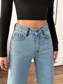 SHEIN JEANS CASUAL DRITTI IN VITA ALTA E ACCORCIATI
