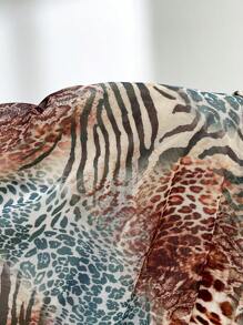 Firerie Plus Size Strapless Bodycon High Slit Ruffle Hem Floor-Length Dress For Women - Multicolor - View 7