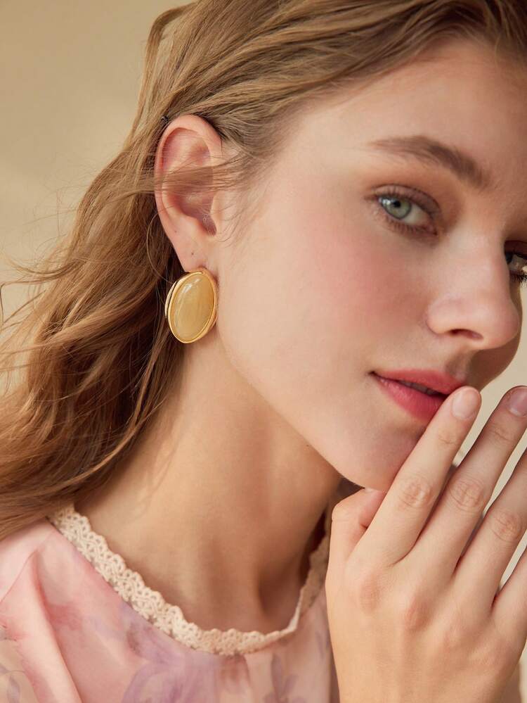 PENDIENTES CON DISEÑO DE OJO DE CABALLO DE RESINA DE MODA