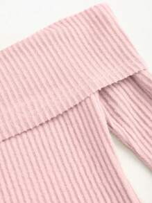 SHEIN Sweetro Vestido largo elegante para mujer, de un hombro, con mangas acampanadas acanaladas en beige, diseño fruncido en la cintura, vestido largo para mujer - Rosa - Ver 4