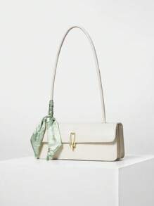 Nova bolsa de cachecol de PU de cor sólida com zíper de camada interna estilo tampa, bolsa de axila francesa elegante e versátil, bolsa baguete feminina adequada para passeios diários femininos, festas de compras, namoradas, presentes de Natal e Dia dos Namorados