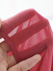 DAZY 优雅通勤夏季上衣，纯色宽松系带长袖女式衬衫学院风上衣 - 紅色 - 查看 8