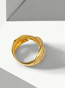 MOTF PREMIUM Anillo cerrado enchapado en oro de 18K con circonitas - Amarillo Oro - Ver 8