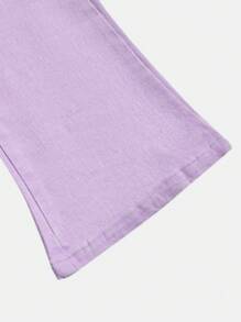 SHEIN Vaqueros acampanados con cintura elástica estilo vintage boho urban, de lavado oscuro, con bolsillos planos, para niñas preadolescentes, conjunto de atuendo diario