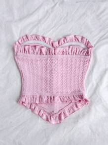 Soleia 性感休闲度假荷叶边金属扣合身衬衫 - 粉色 - 查看 2