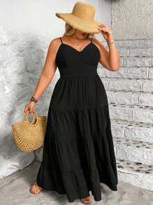 Breezaya Vestido largo de verano de talla grande, de color liso, con tirantes de espagueti, de estilo bohemio y minimalista