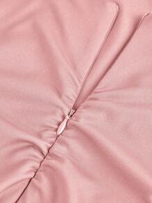 SHEIN Girlism Teen Girl Solid Color Square Neck Ruched Waist Casual Elegant Strap Pink Dress - Pink - View 4