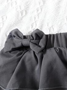 SHEIN Young Girl Grey 2 In 1 Ruffle Flare Pants - Grey - View 5