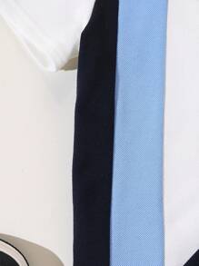 2 pièces/Set Polo à manches courtes avec demi-zip et bloc de couleur & Short pour Tout-petits Garçons, Tenues décontractées d'été pour sortie et port quotidien - bleu indigo - Voir 6