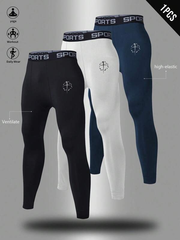 Manfinity Sport Corelite Sportleggings med crosstryck för män
