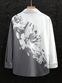 Manfinity LEGND Men's Floral Print Long Sleeve Single-Breasted Fashion Shirt