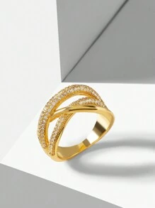 MOTF PREMIUM Anillo cerrado enchapado en oro de 18K con circonitas - Amarillo Oro - Ver 2