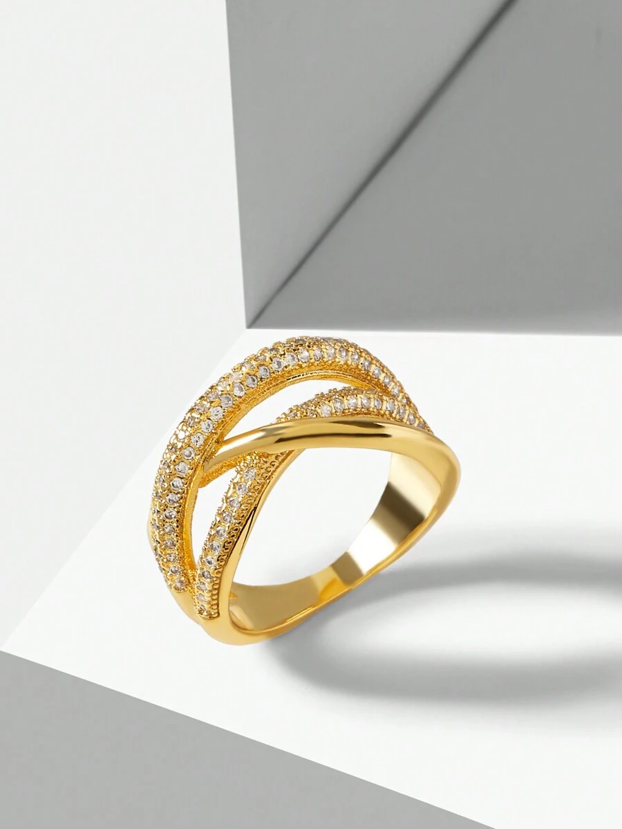 MOTF PREMIUM Anillo cerrado enchapado en oro de 18K con circonitas - Amarillo Oro - Ver 2