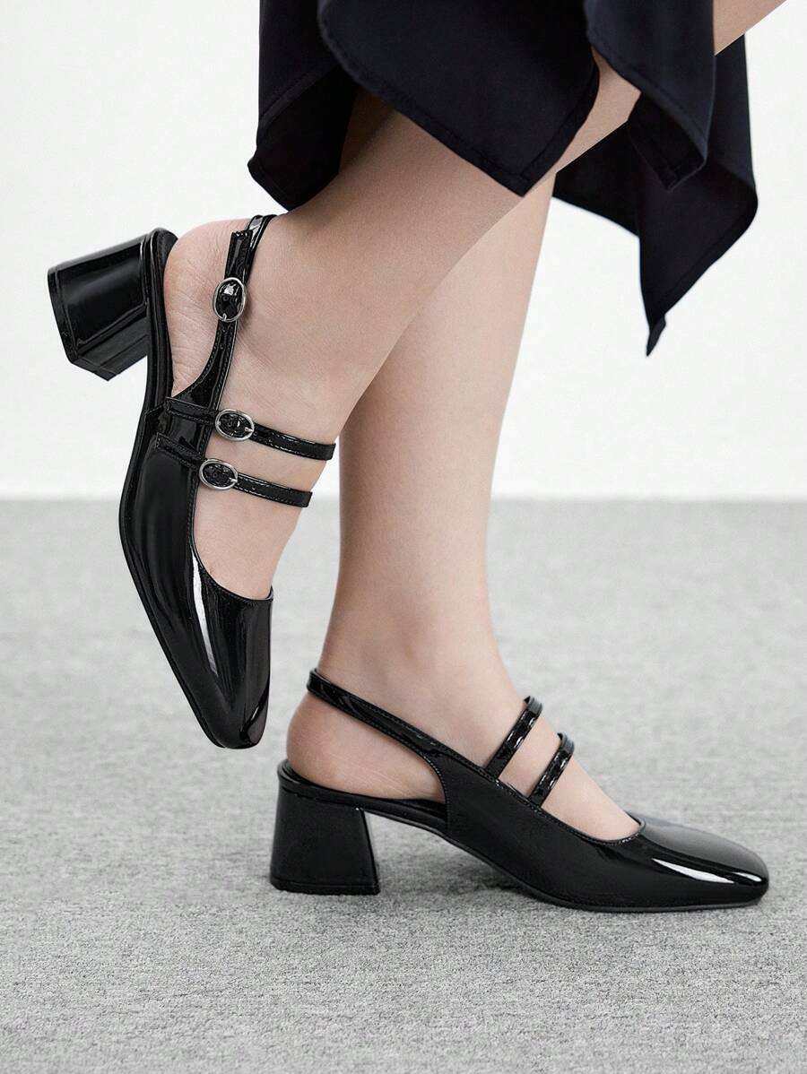 CUCCOO BIZCHIC Simple Women Mary Jane Platform Heels Shoes, For Halloween Spring Shoes Spring Break Easter - Black - View 1