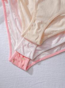 3 piezas de bragas de algodón con lindo estampado floral para niñas preadolescentes, en rosa y tonos de piel