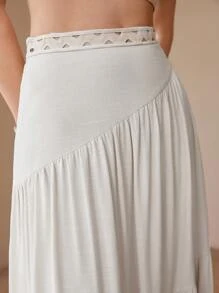 MOTF PREMIUM LINEN RUFFLE HEM SKIRT - Apricot - View 3