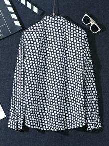 SHEIN Manfinity Dauomo 男士时尚圆点印花长袖衬衫，夏季 - 黑與白 - 查看 2