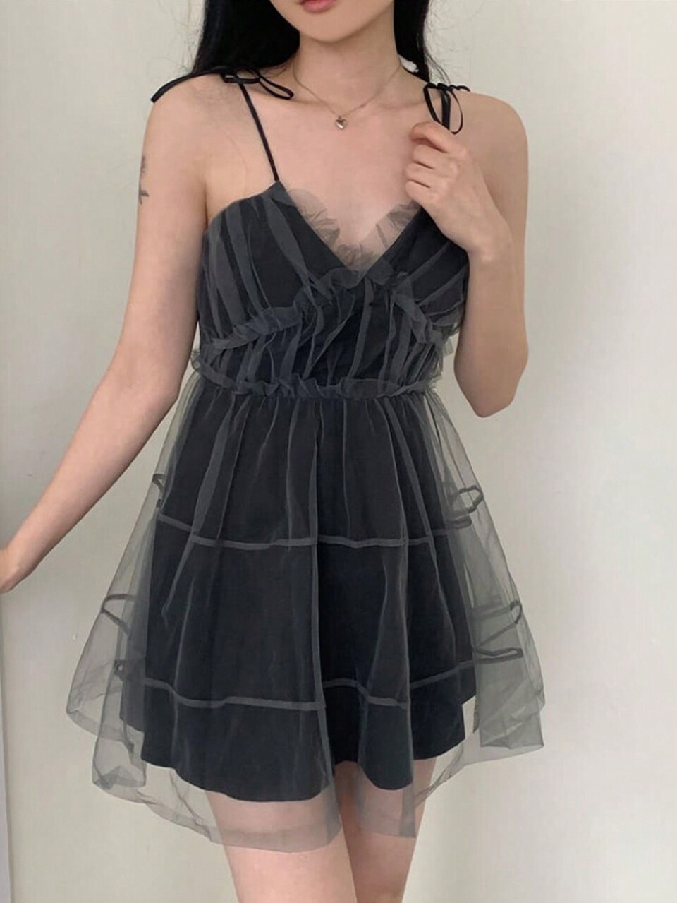 Spaghetti Strap Mesh Patchwork Contrast Color Sexy Women Short Babydoll Dress Sundress,Mini Dress,Casual Women Dresses
