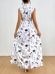 SHEIN Clasi Vestido largo de verano sin mangas con estampado floral informal para mujeres
