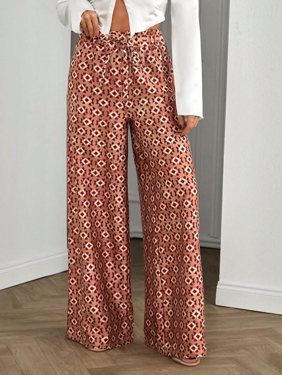 EURMUSE Quần ống rộng họa tiết hình học cổ điển giản dị - Nhiều màu - Xem 1