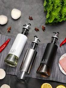 1 件不锈钢油瓶，带玻璃容器、油醋酱分配器、秤和夹子设计，适用于控油、家庭和厨房使用 - 彩色 - 查看 9