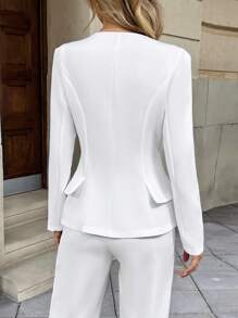 Chiquease Women's Elegant Long Sleeve White Wrap V-Neck Blazer