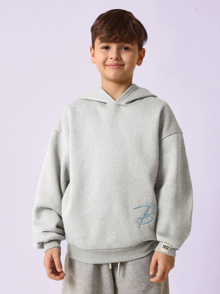 SUMWON 青少年宽松套头连帽衫，饰有字母图案，休闲街头风，舒适百搭，适合秋冬春季运动穿着，基础款卫衣