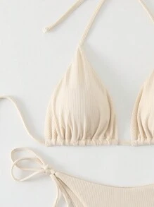 Swim Basics Bộ đồ bơi, Cúp tam giác, Quần lót lọt khe, Tối giản & Thời trang cho trang phục thường ngày cho kỳ nghỉ hè ở bãi biển - Màu be - Xem 4