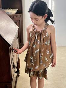 DAZY 2pcs/Set Young Girls Autumn Outfit - Khaki - View 3