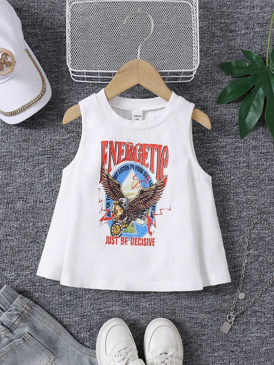 Young Girl Knit Cute Girl Graphic Round Neck T-Shirt - White - View 1