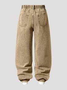 SHEIN Explorewe 青少年男孩破洞优雅迷彩印花校园精神牛仔裤