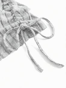 Modmama Maternity Casual Solid Color Ribbed Side Drawstring Long Sleeve T-Shirt, Autumn - Multicolor - View 12