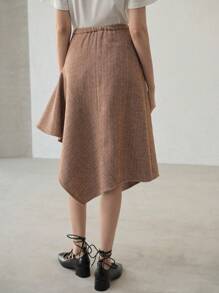 MOTF PREMIUM WOOL ASYMMETRICAL HEM SKIRT - Coffee Brown - View 7