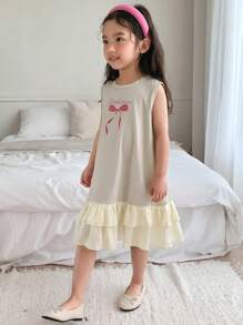 DAZY 年轻女孩秋季休闲连衣裙 - 杏色 - 查看 2