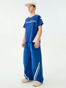 SHEIN Y2K Oversized Cargo Pants With Utility Pockets Racing Vibes - Blue - View 6